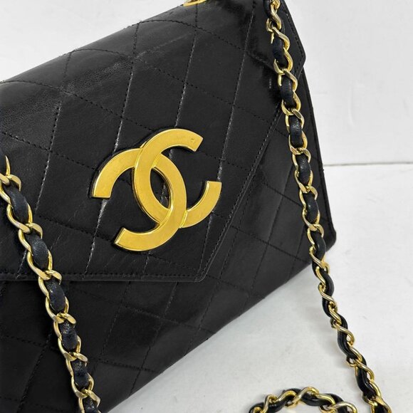 CHANEL Vintage Flap Bag Matelasse Quilted Lambskin Shoulder Chain Tote - Picture 7 of 15